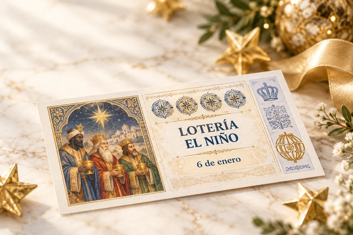Composición ilustrativa de Lotería El Niño con decoración de temporada